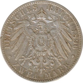 Preussen 2 Mark 1896 A Wilhelm II Silber*