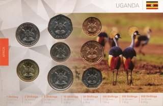 Uganda Kursmnzenset verschweisst  in Karte*