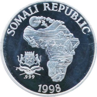 Somalia Republik 1998 - Affe 1 Oz Silber*