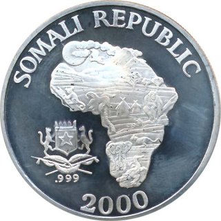 Somalia Republik 2000 - Affe 1 Oz Silber*