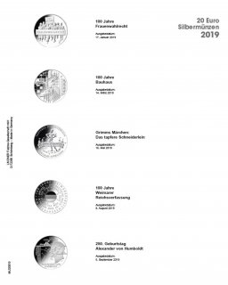 Vordruckblatt f. 20 Euro - Gedenkmnzen Deutschland 2019