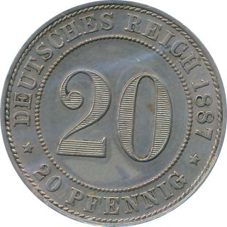 Kaiserreich J.006 1887 J Kleinmnze 20 Pfennig*