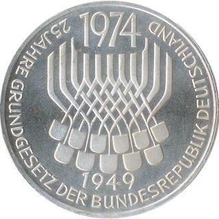 BRD 5 DM 1974 F 25 Jahre Grundgesetz Silber*