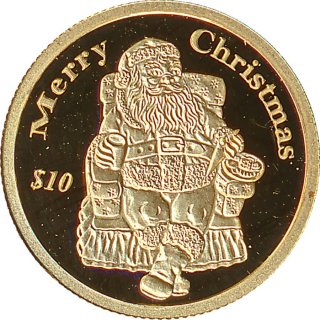 Liberia 10 Dollars 2005 PP Weihnachten Gold