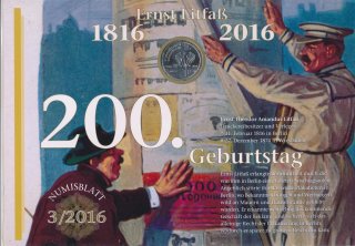 Deutschland 2016 - 20 Euro - 200. Geburtstag Ernst Litfa im Numisblatt*