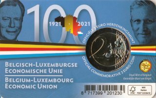 Belgien 2 Euro 2021 - 100 Jahre Wirtschaftsunion - wallonisch*