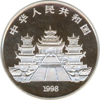 China 10 Yuan 1998 Gttin Mazu eine Feinunze Silber*
