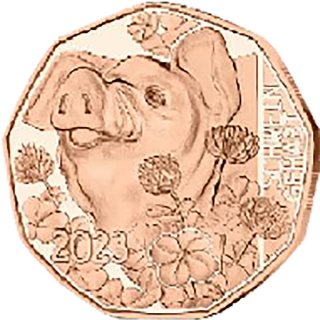 sterreich 2023 - 5 Euro Glcksschwein - Kupfer