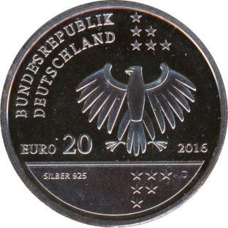 Deutschland 2016 - 20 Euro - 200. Geburtstag Ernst Litfa PL*
