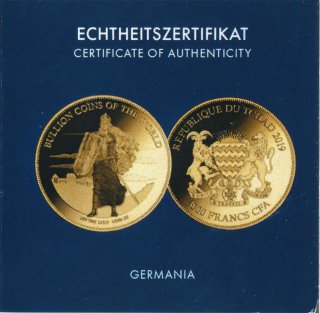 Tschad 3000 Francs 2019 Germania 1/500 oz Gold*