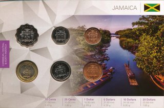 Jamaica Kursmnzenset stgl. verschweisst in Karte*