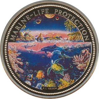 Palau 1 Dollar 1993 PP Marine Life Protection Farbe*
