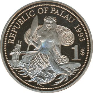 Palau 1 Dollar 1993 PP Marine Life Protection Farbe*