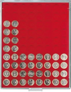 Lindner Mnzbox 2108 - rund - Standard / rote Einlage