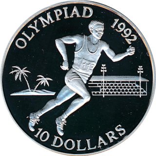 Solomon Islands 10 Dollars 1991 PP Olympiade 1992 in Barcelona - Lufer Silber*