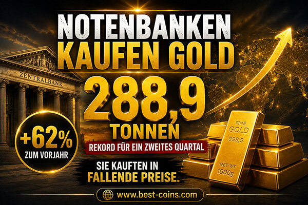 Notenbanken kauften im zweiten Quartal netto 288,9 Tonnen Gold - Notenbanken kauften im zweiten Quartal netto 288,9 Tonnen Gold