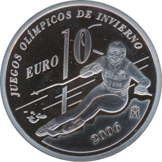 Spanien 10 Euro 2005 PP Olympiade in Turin - Ski Abfahrt Silber*