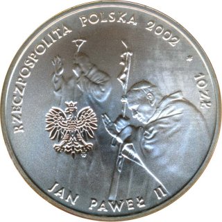 Polen 10 Zlotych 2002 PP Johannes Paul II Silber*