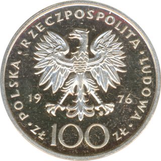 Polen 100 Zlotych 1976 PP Kazimierz Pulaski Silber*