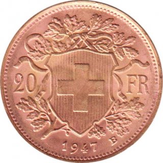 Schweiz 20 Franken Vreneli Gold
