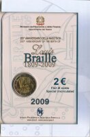 Italien 2 Euro 2009 - Louis Braille im Folder*