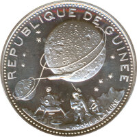 Guinea 250 Francs 1970 PP Mondlandung Silber*