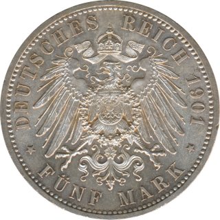 Preussen 5 Mark 1901 200 Jahre K�nigreich Silber*