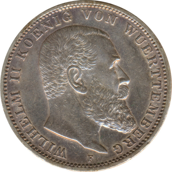 W&uuml;rttemberg 3 Mark 1914 F Wilhelm II Silber*