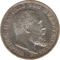 W&uuml;rttemberg 3 Mark 1914 F Wilhelm II Silber*