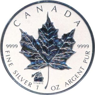 Kanada 2012 - Maple Leaf 1 Oz Silber - Titanic Privy*