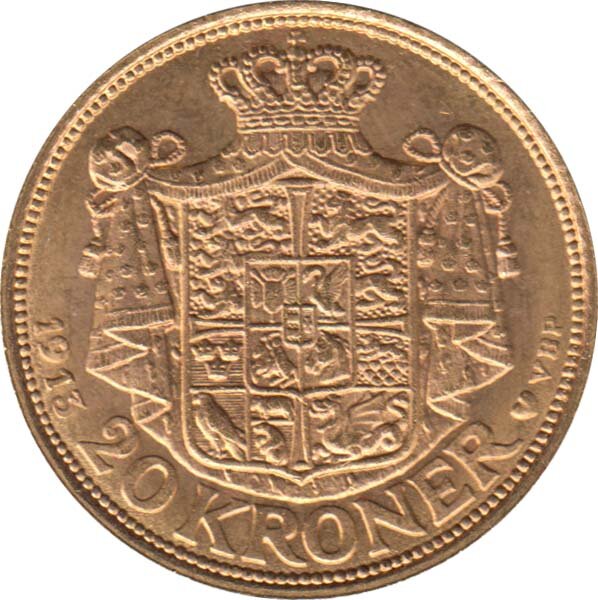 D&auml;nemark 20 Kroner Christian X Gold