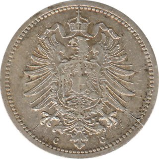 Deutsches Reich 20 Pfennig 1876 C Silber*