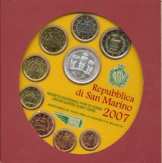 San Marino KMS 2007 stgl. in Folder mit Silber*