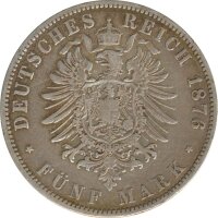 Preussen 5 Mark 1876 A Wilhelm I Silber*