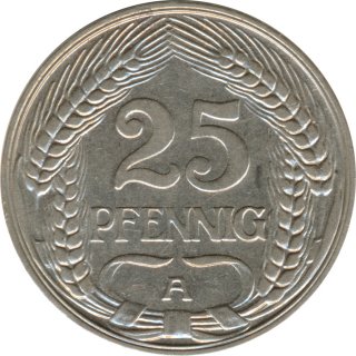 Deutsches Reich 25 Pfennig 1910 A Nickel*