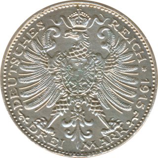 Sachsen-Weimar-Eisenach 3 Mark 1915 A 100 Jahre Groherzogtum Silber*