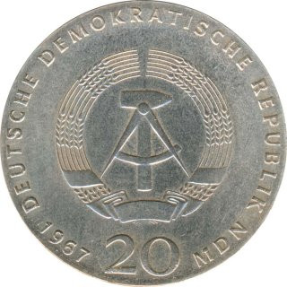 DDR 20 Mark 1967 Wilhelm von Humboldt Silber*