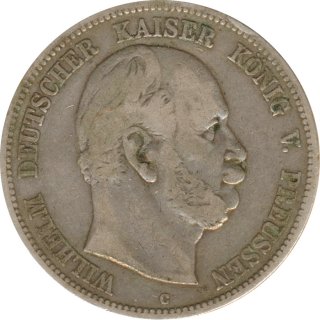 Preussen 5 Mark 1876 C Wilhelm I Silber*