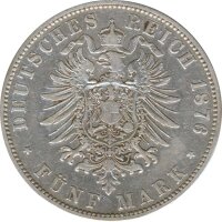 Preussen 5 Mark 1876 C Wilhelm I Silber*