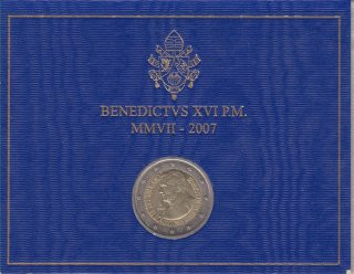 Vatikan 2 Euro 2007 80. Geburtstag Papst Benedikt XVI im Folder*