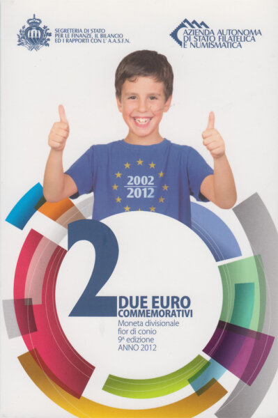 San Marino 2 Euro 2012 10 Jahre Euro-Einf&uuml;hrung im Folder*