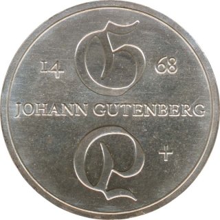 DDR 10 Mark 1968 Johann Gutenberg Silber*