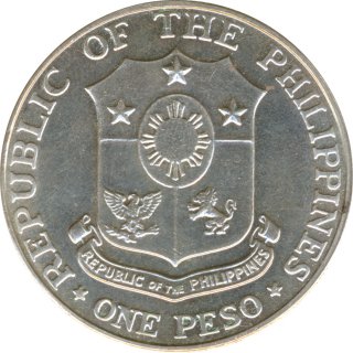 Philipinen 1 Piso 1967 25 Jahre Bataan Day Silber*