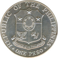Philipinen 1 Piso 1967 25 Jahre Bataan Day Silber*
