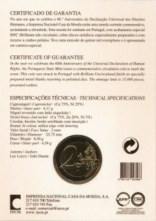 Portugal 2 Euro 2008 60 Jahre Menschenrechte in CoinCard*