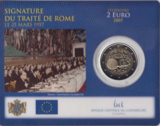 Luxemburg 2 Euro 2007 50 Jahre R�mische Vertr�ge in Karte*