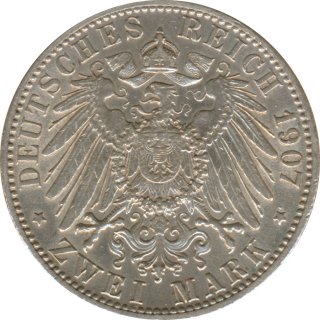 Baden 2 Mark 1907 Auf den Tod von Friedrich I Silber*