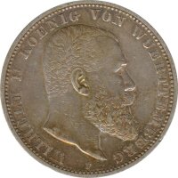 W&uuml;rttemberg 5 Mark 1907 F Wilhelm II Silber*