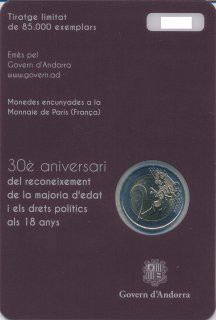 Andorra 2 Euro - 2015 Vollj�hrigkeit in CoinCard*