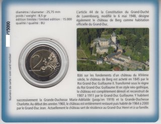 Luxemburg 2 Euro 2008 Chateau de Berg in Karte*